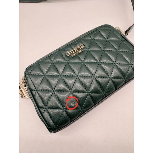 GUESS Kori quilted faux-leather double zip small crossbody bag -Forest Green (U) - Picture 6 of 7